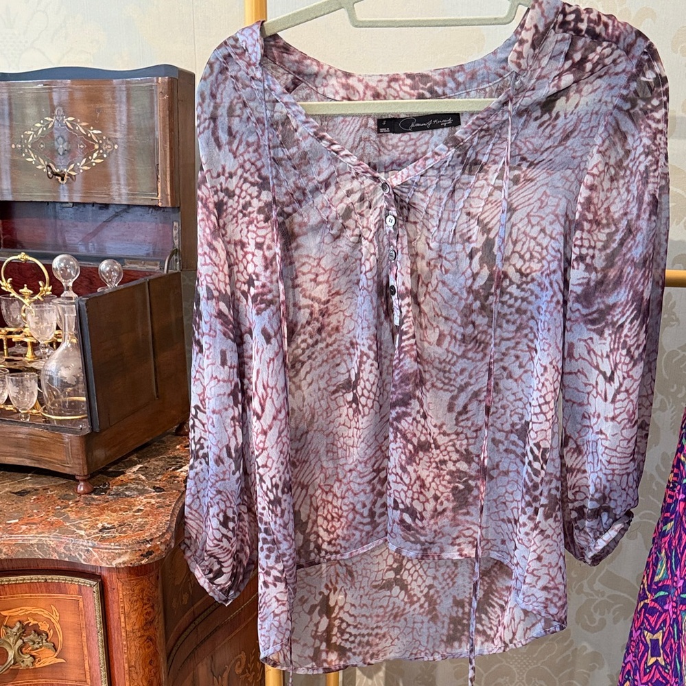 Elegant Purple Patterned Women's Top